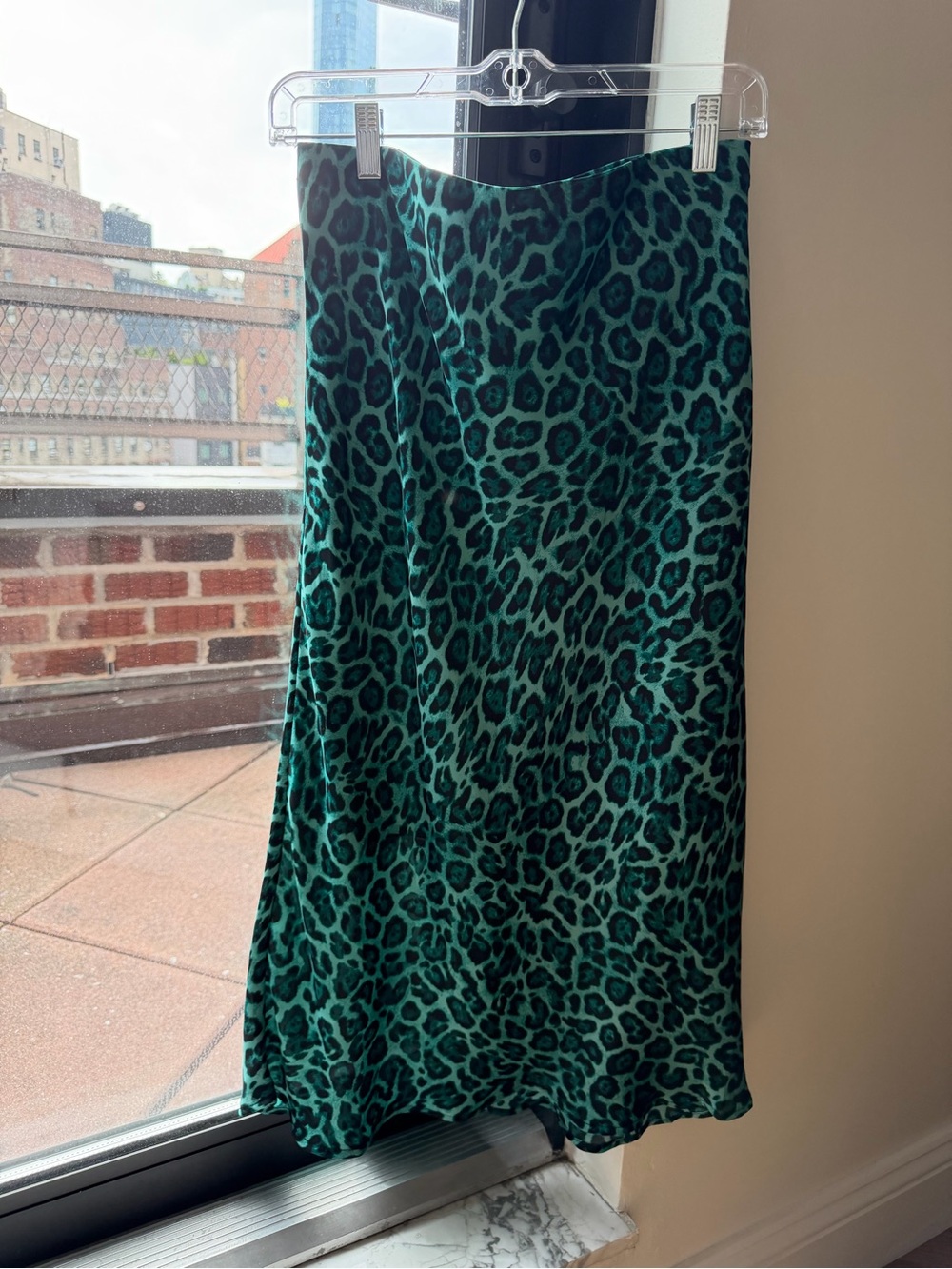 Nordstrom Emerald Cheetah Print Slip Skirt